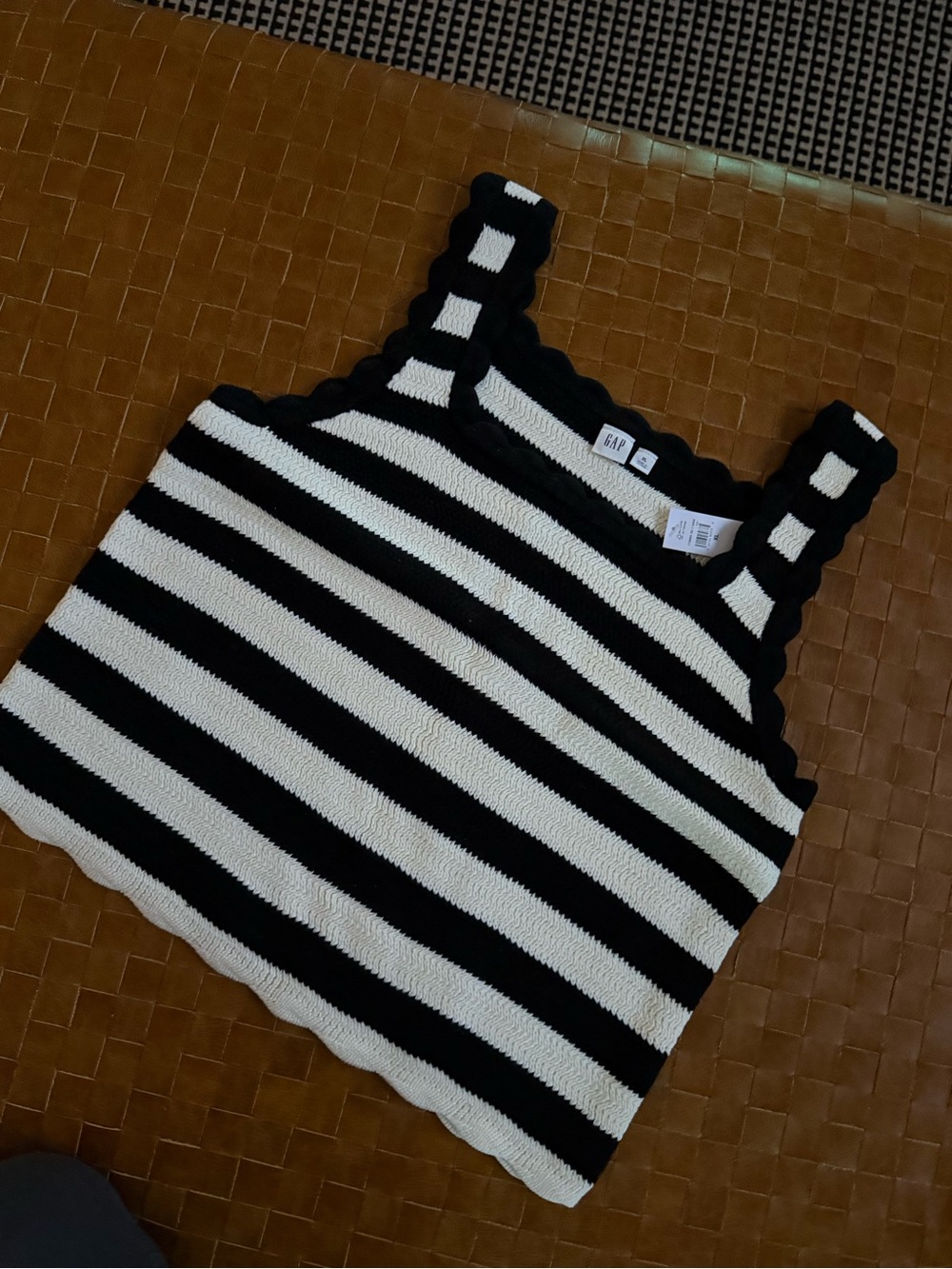 GAP Black and White Striped Scallop-Edge Tank